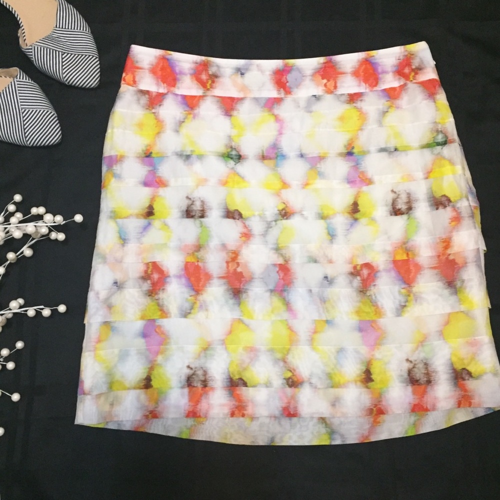 Ann Taylor Watercolor Silk Blend Skirt Size 6 Floral Print Lined